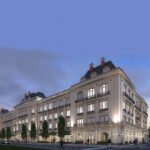 Exterior of Randall Residences at night